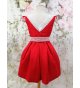 Vestido mikado rojo puntilla crochet