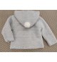 Abrigo lana bebé gris con capucha
