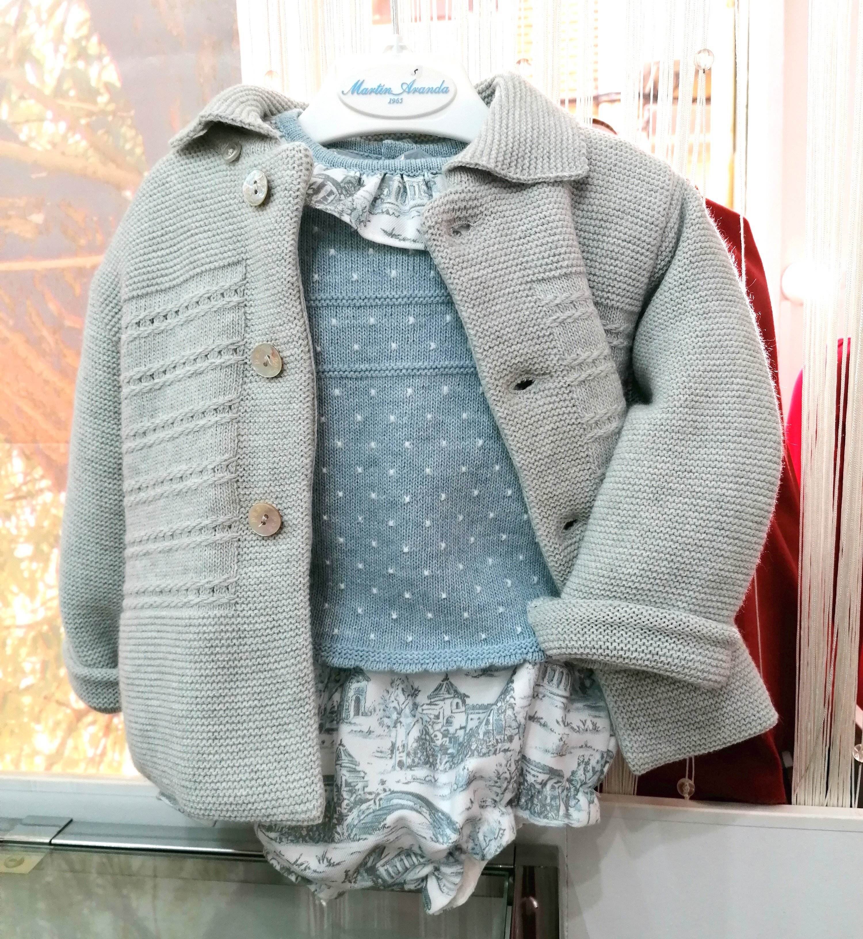 Abrigo lana bebé gris con capucha - Arca Boutique Infantil-Juvenil
