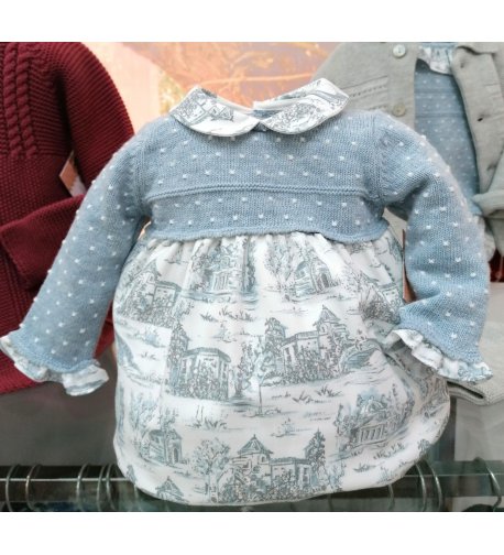 Pelele bebé punto estampado azul - Arca Boutique Infantil-Juvenil