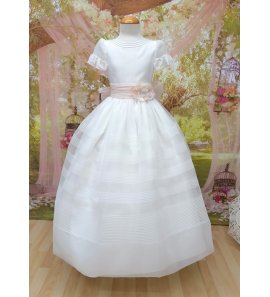 Vestido clásico marfil m/c puntilla