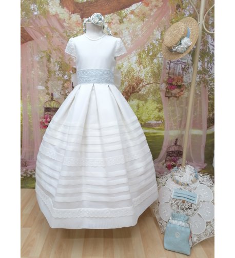 Vestido tablas esterilla fajin celeste flores