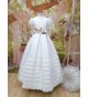 Vestido comunión esterilla seda tablas flores fajin
