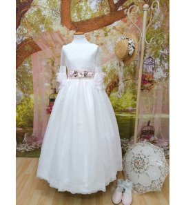 Vestido comunión m/f plumetti tul puntillas rosa