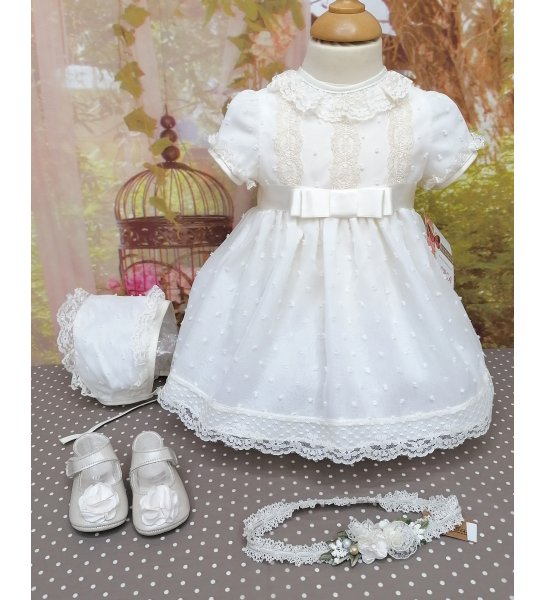 Vestido BAUTIZO marfil con capota - Boutique Infantil-Juvenil