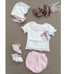 Conjunto perle 4 piezas blanco/rosa