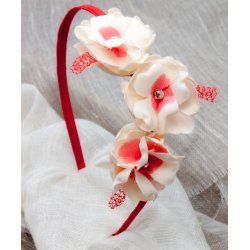 Diadema 3 flores CORAL