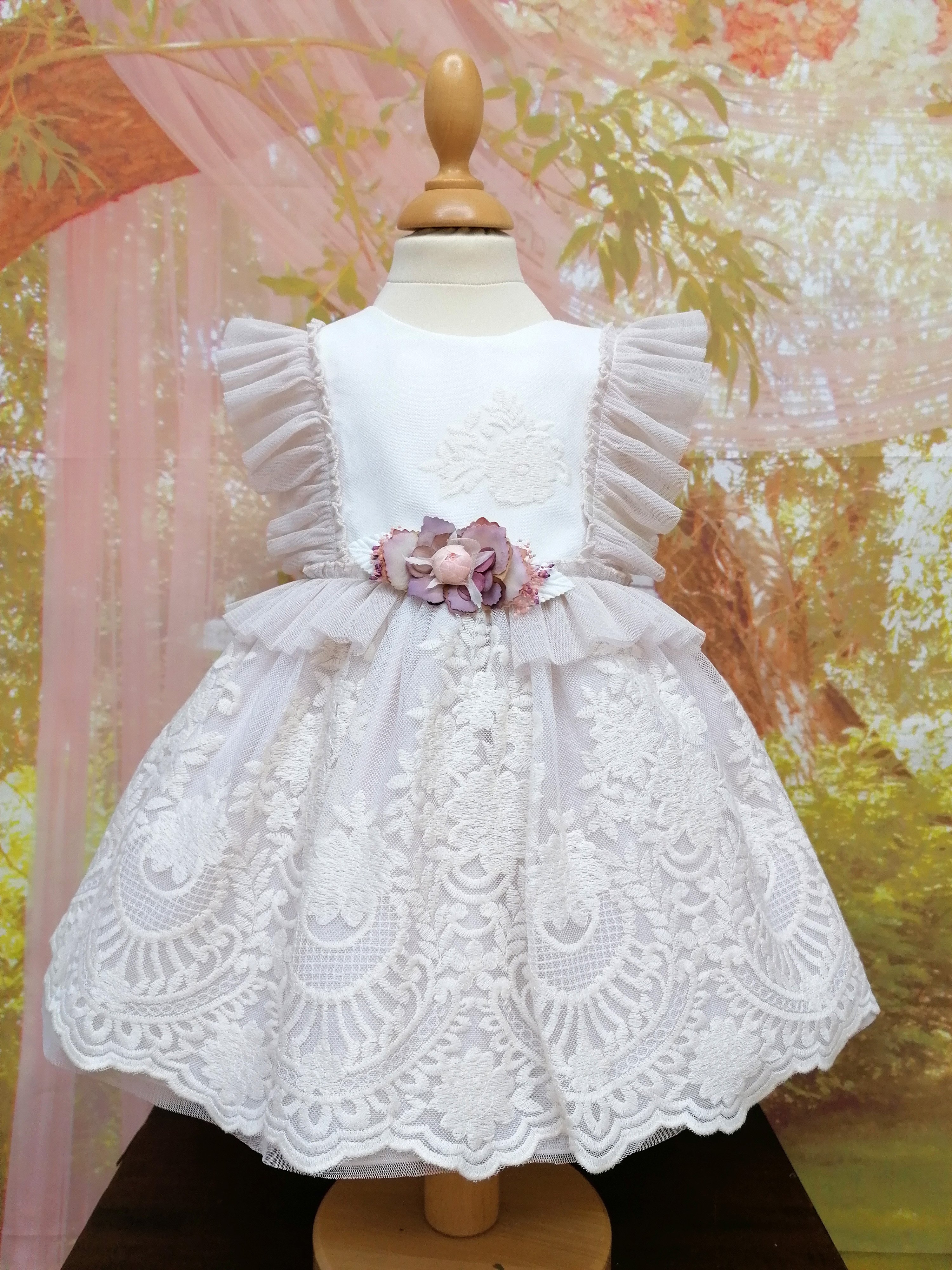 Vestido alerones tul malva bordado - Arca Boutique Infantil-Juvenil Vestido alerones tul malva bordado - Arca Boutique Infantil-Juvenil