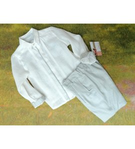 Conjunto niño camisa lino+pantalón lino gris