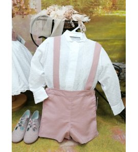 Conjunto camisa plumetti batista blanca+peto
