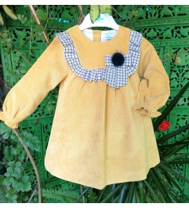 Vestido infantil micropana mostaza