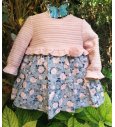 Vestido bebe lana rosa/viella flores