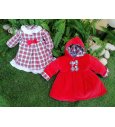 Conjunto ABRIGO terciopelo+VESTIDO cuadros