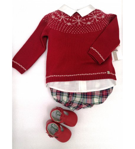 Conjunto BEBÉ navideño ROJO