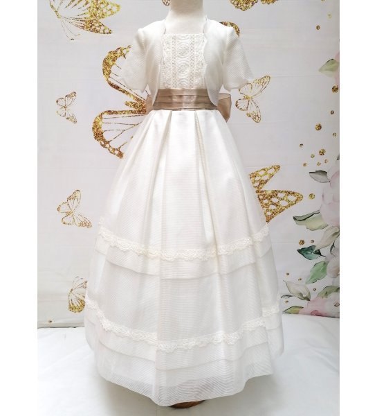 Vestido COMUNIÓN seda con simil torera - Arca Boutique Infantil-Juvenil Vestido COMUNIÓN seda con simil torera - Arca Boutique Infantil-Juvenil