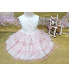Vestido VOLANTES plumetti/rosa
