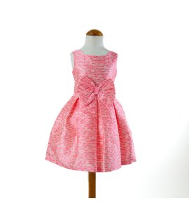 Vestido organza con seda fucsia