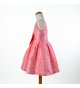 Vestido organza con seda fucsia