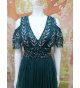 Vestido mujer exclusivo tul verde bordado