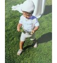 Conjunto peto niño lino arena