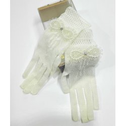 Guantes niña COMUNIÓN BEIGE lazo 