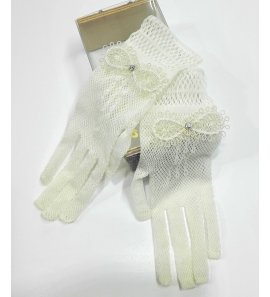 Guantes niña COMUNIÓN BEIGE lazo 