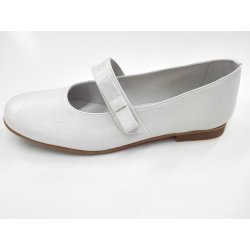 Zapato comunion niña PIEL Pitón BLANCA