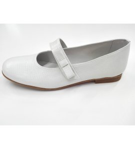 Zapato comunion niña PIEL Pitón BLANCA