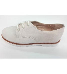 Zapato cordón serraje beige