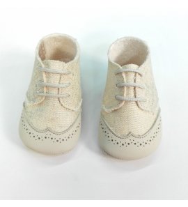 Zapato cordón lino beige lurex
