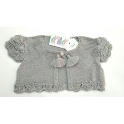 Chaqueta m/corta pompon GRIS