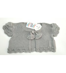 Chaqueta m/corta pompon GRIS