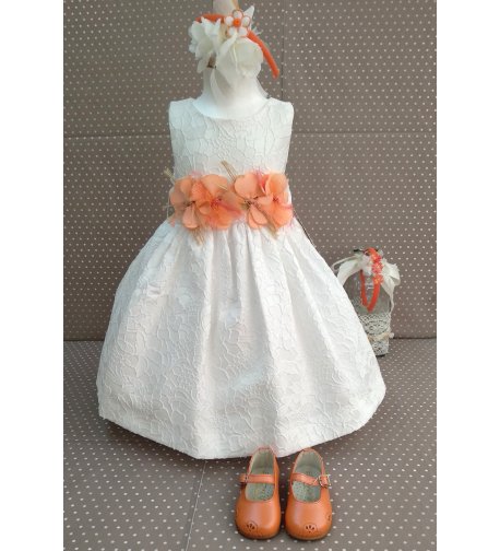 Vestido adamscado flores naranja