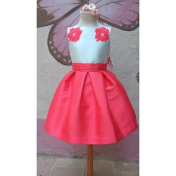 Vestido mikado coral espalda pico