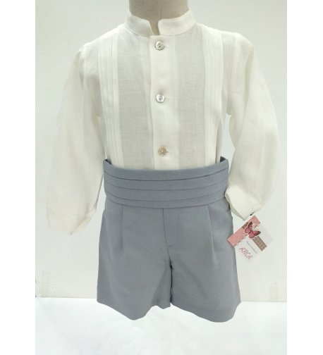 Conjunto lino niño gris