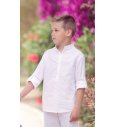 Camisa niño c/mao lino blanca m/l