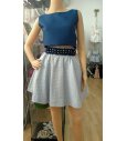 Conjunto top marino y falda celeste