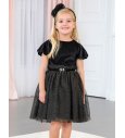 Vestido terciopelo negro con tul glitter oro