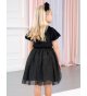 Vestido terciopelo negro con tul glitter oro