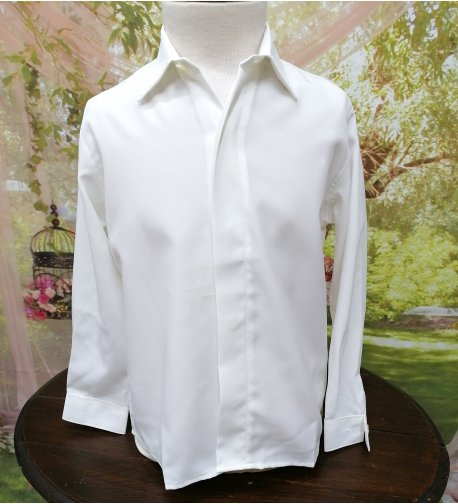 Camisa ceremonia seda beige BORDADA