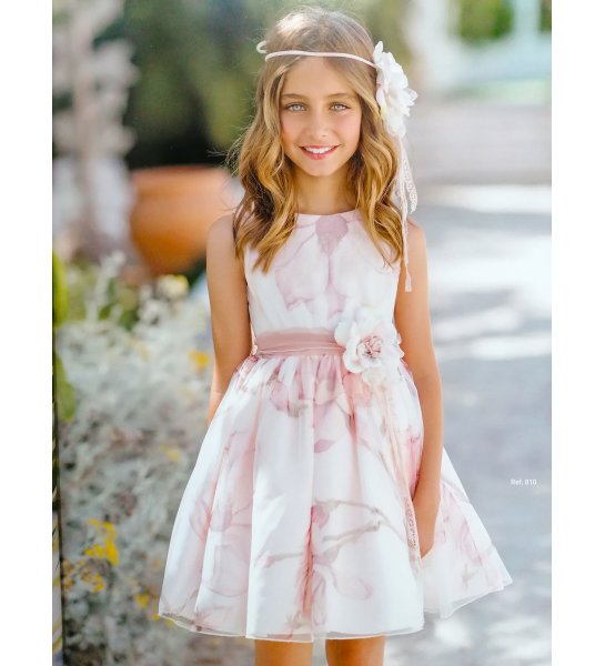 Vestido tul estampado floral salmón Arca Boutique Infantil-Juvenil