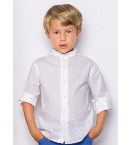 Camisa lino BLANCA niño c/mao - Arca Boutique